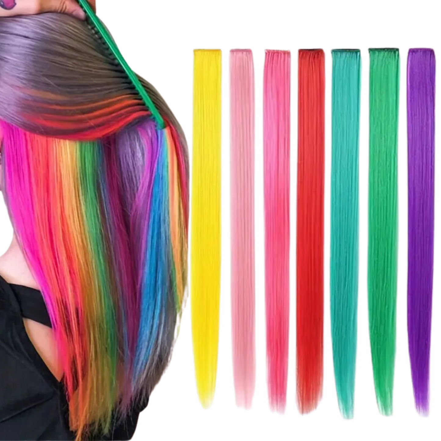Extensión de Cabello con Clip (Sintético Kanekalon) - Tonos Multicolor