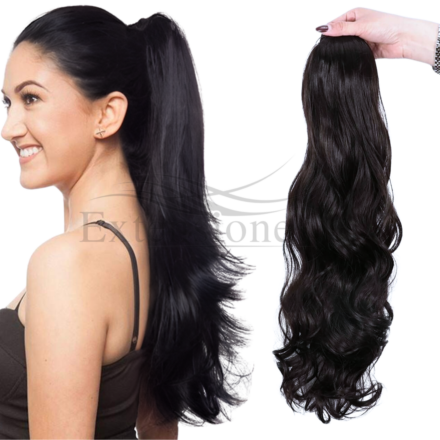 Extensiones de Cabello Tipo Cola con Pinche (Sintético Kanekalon) - Ondulado