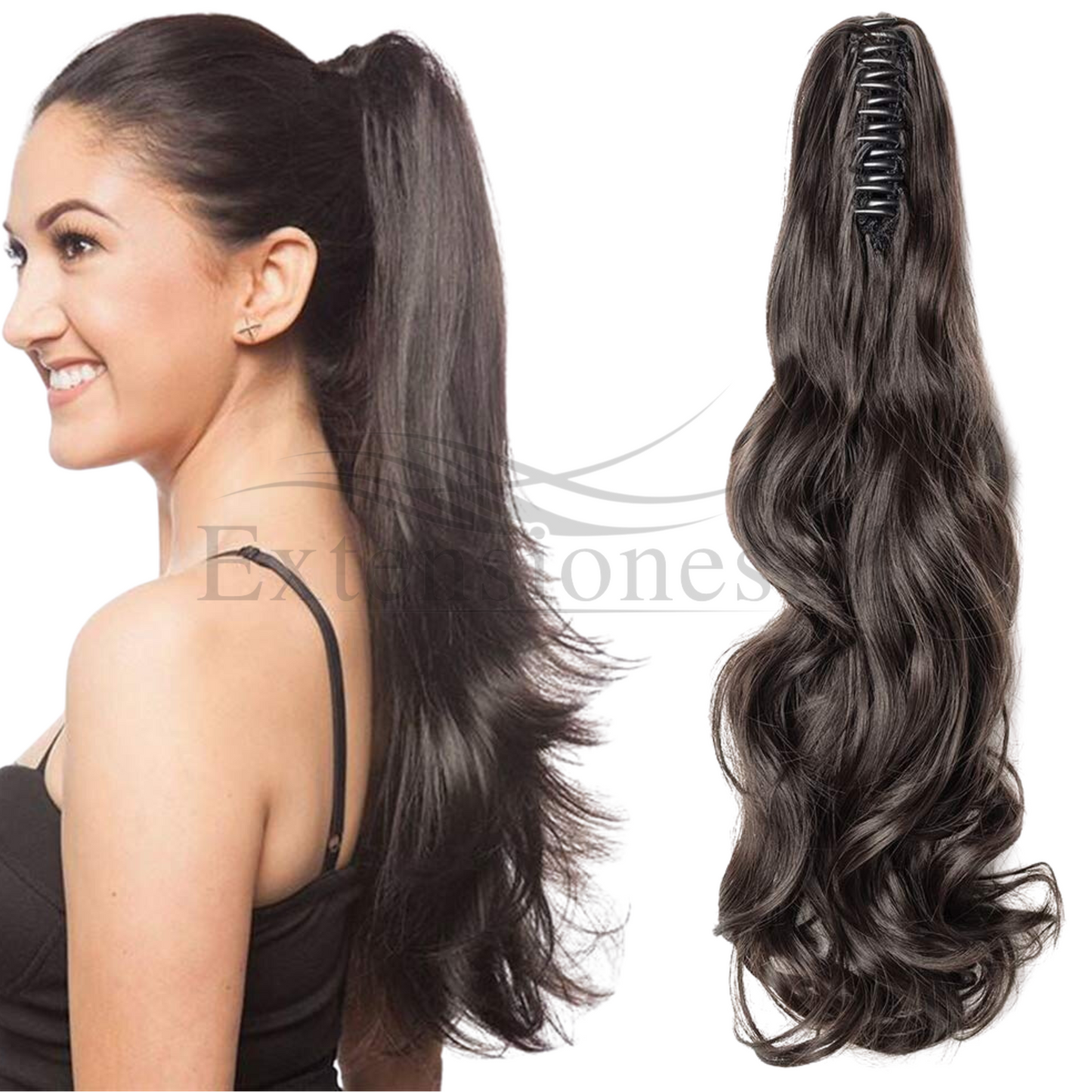 Extensiones de Cabello Tipo Cola con Pinche (Sintético Kanekalon) - Ondulado