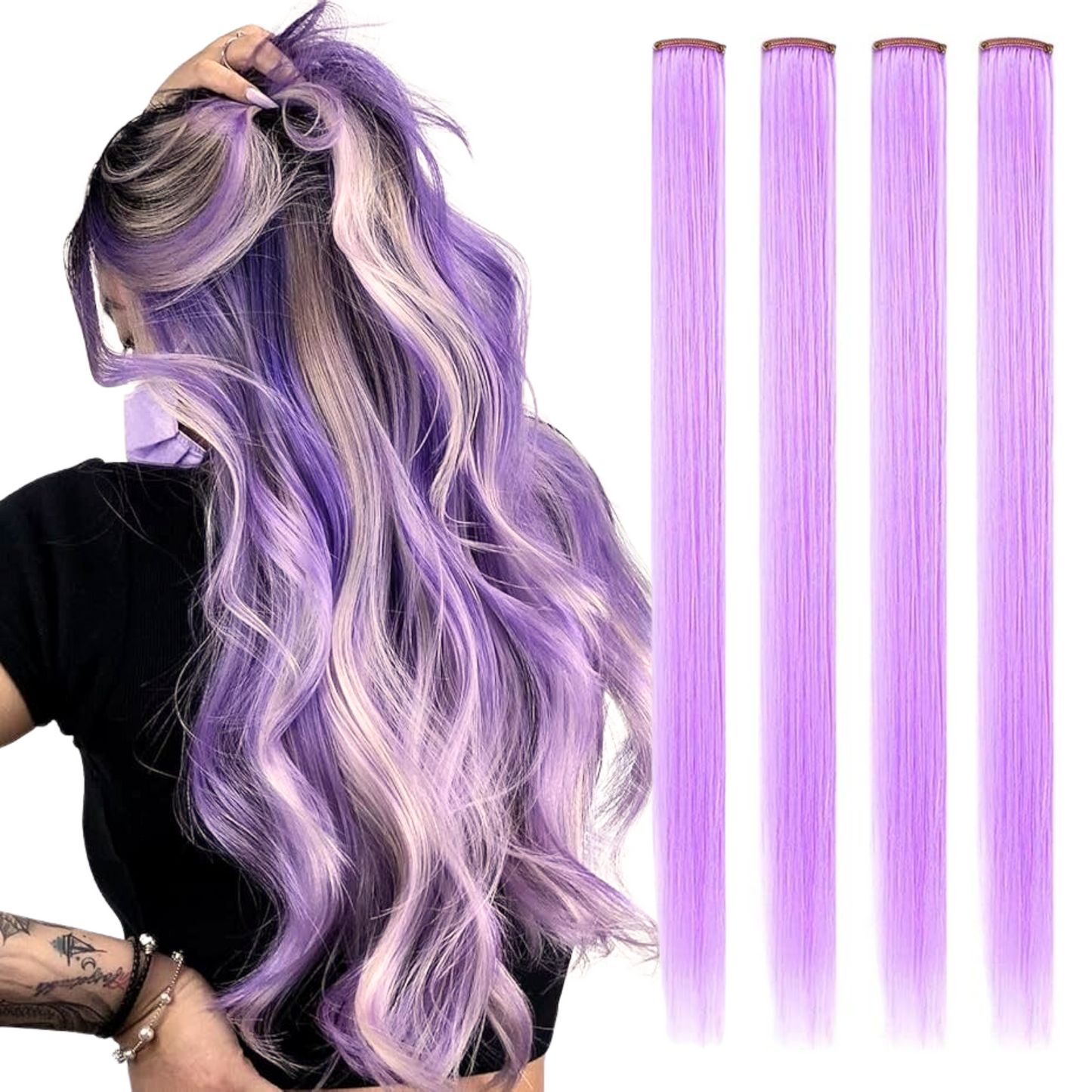 Extensión de Cabello con Clip (Sintético Kanekalon) - Tonos Solido