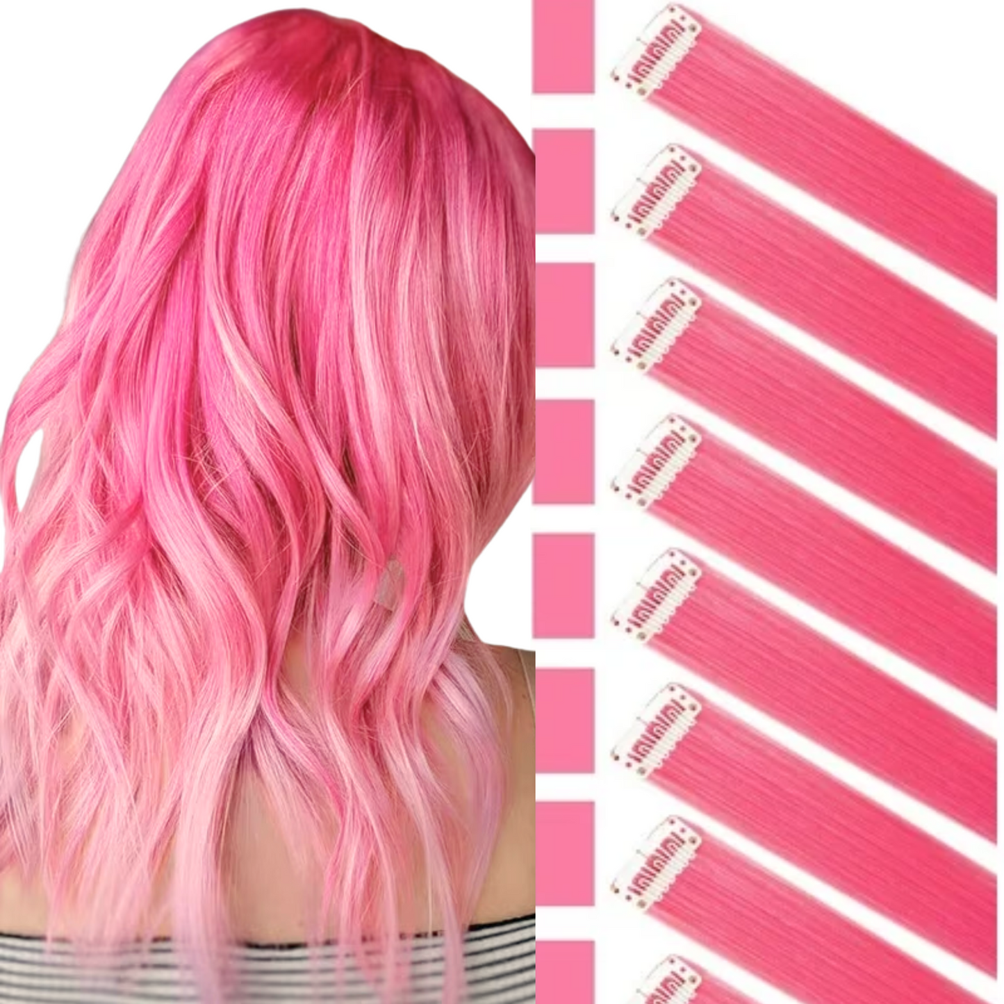 Extensión de Cabello con Clip (Sintético Kanekalon) - Tonos Solido