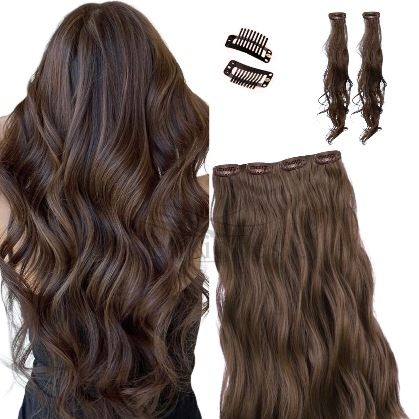 Extensión de Cabello con Clip (Sintético Kanekalon) - Ondulado