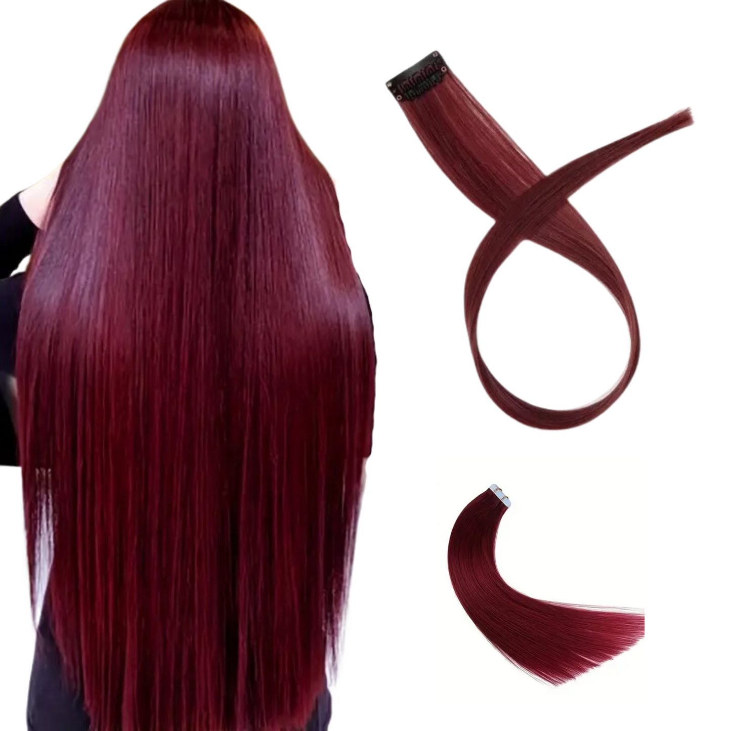 Extensión de Cabello con Clip (Sintético Kanekalon) - Tonos Solido