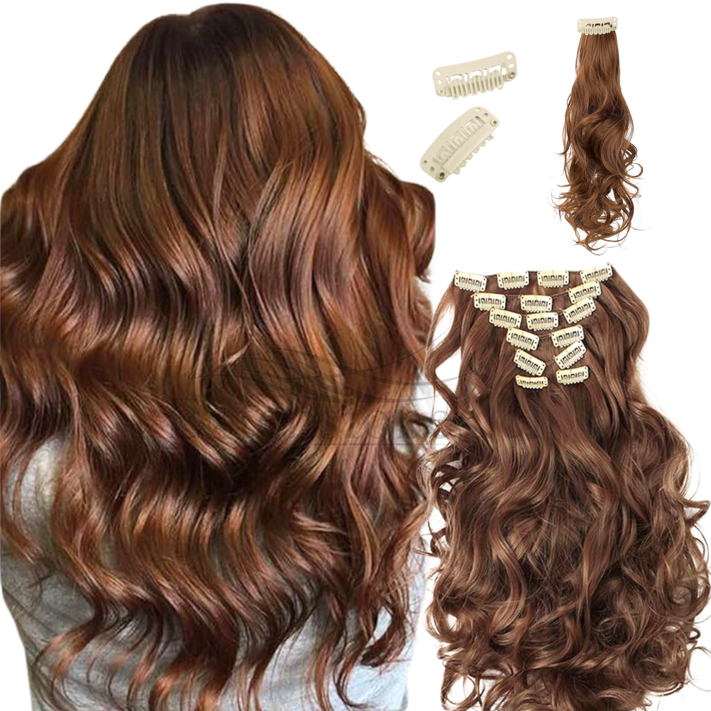 Extensión de Cabello con Clip (Sintético Kanekalon) - Ondulado