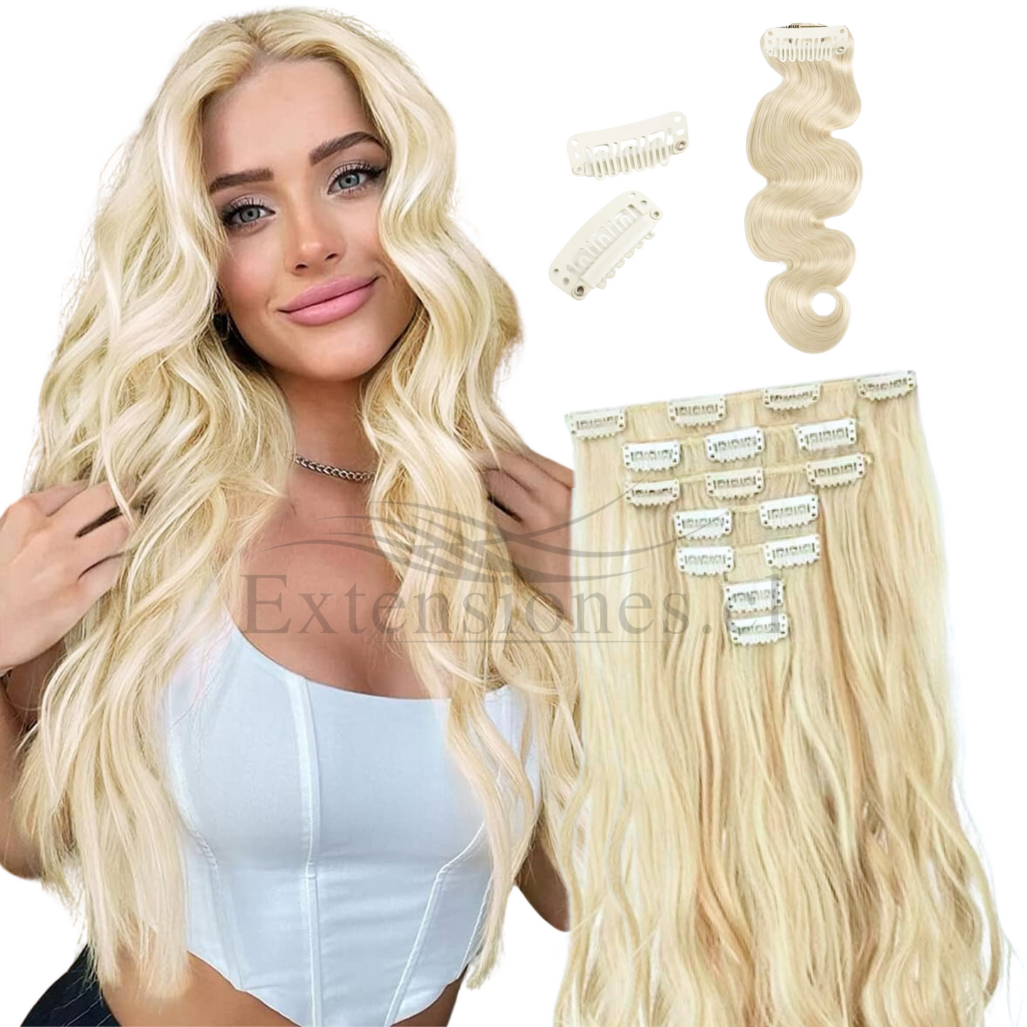 Extensión de Cabello con Clip (Sintético Kanekalon) - Ondulado