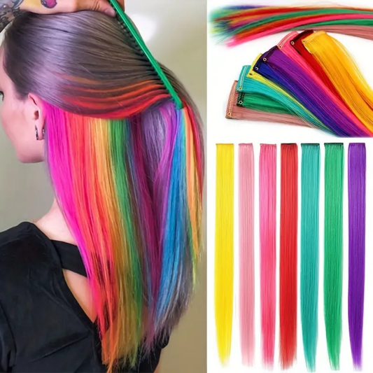Extensión de Cabello con Clip (Sintético Kanekalon) - Tonos Multicolor